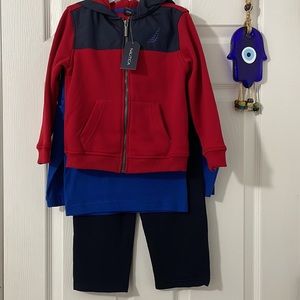 Nautica 3 Piece Set - Long Sleeve T Shirt, Sweatpants and Jacket Size 4T NWT ❤️